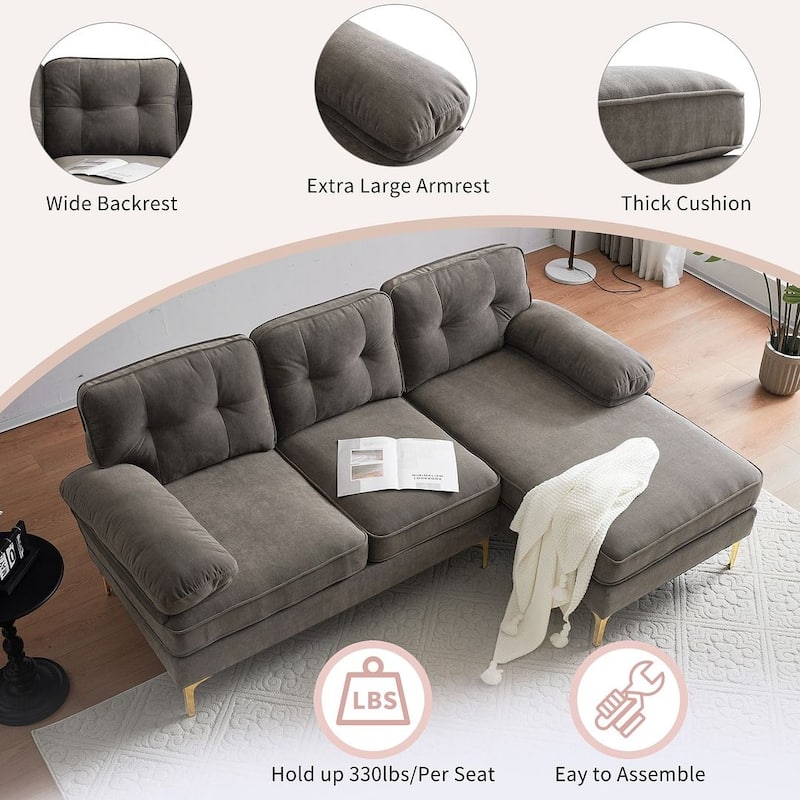 L-Shaped 3-Seat Indoor Modular Sofa