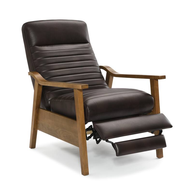 Asher Wood Arm Push Back Recliner - Burnished Brown