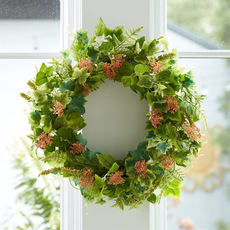 Mixed Seeded Foliage Spring Wreath - 24.5" - Green