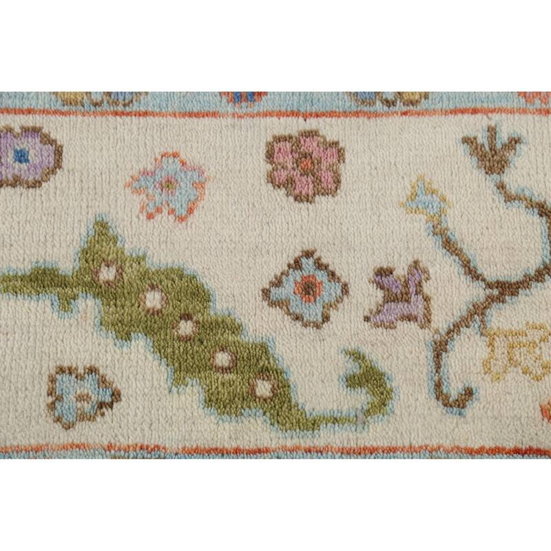 Blue Oushak Oriental Area Rug Hand-Knotted Wool Carpet - 7'9"x 10'2"