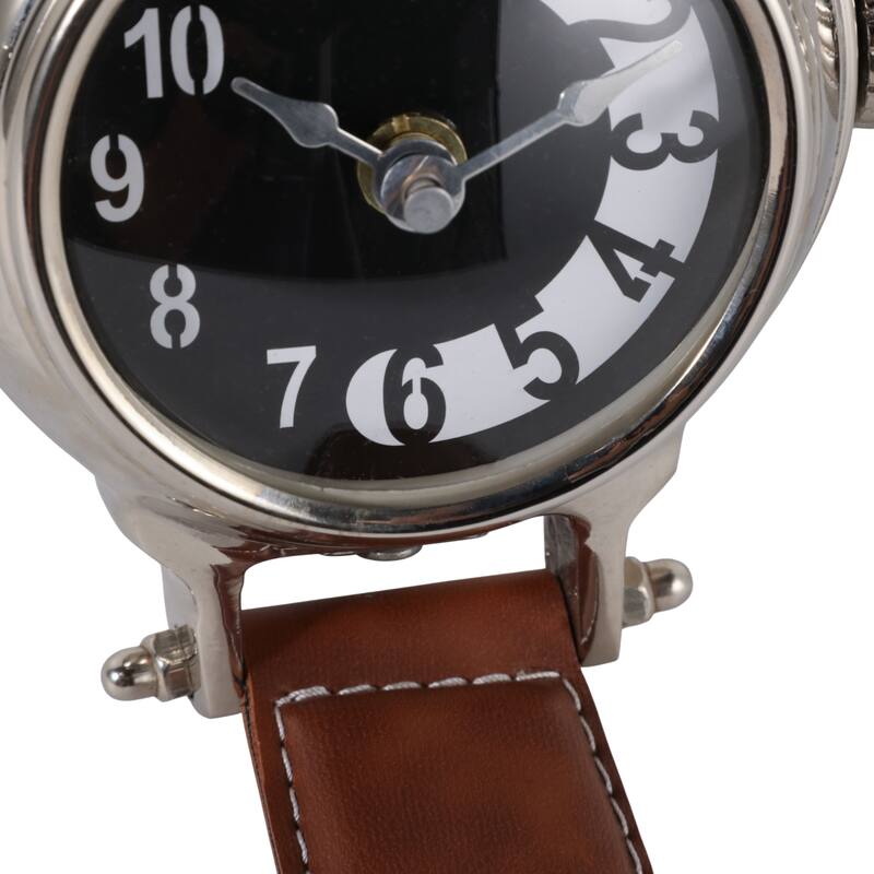 Aluminum Faux Leather Clock Modern Accents Featuring Sleek Design