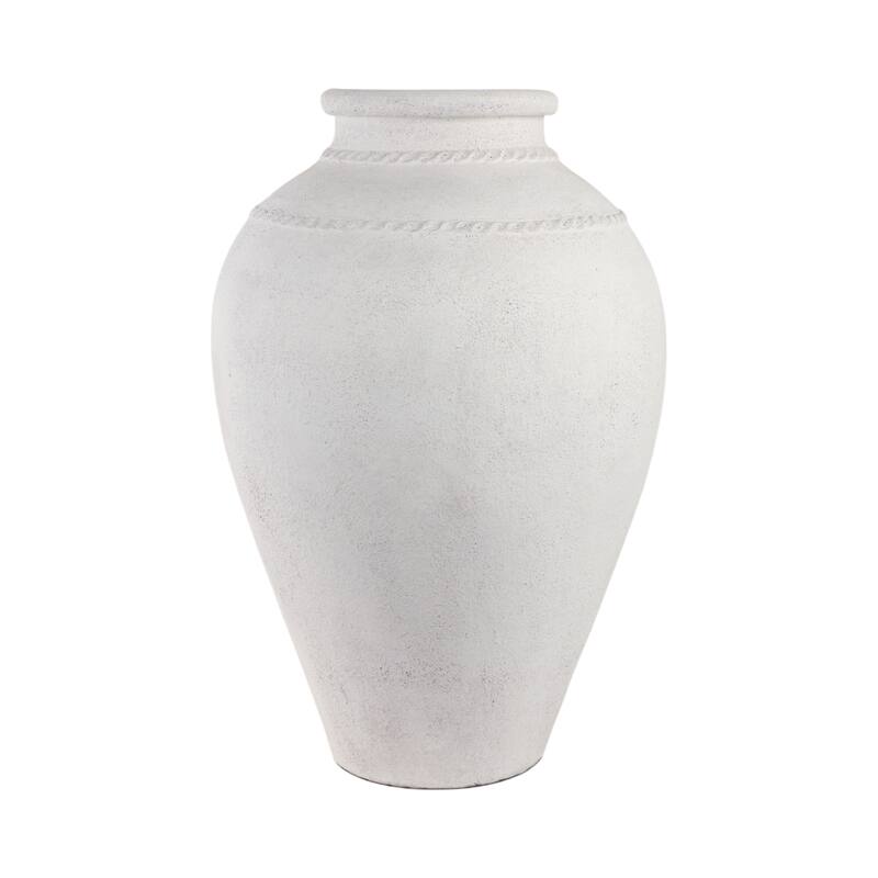 Pottery Terracotta Vase with Sculpted Rim Detail and Textured Surface
