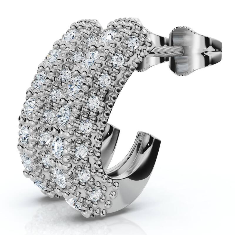 Bliss Diamond 1/2ct Vintage Pave Huggie Hoops Earrings White Gold