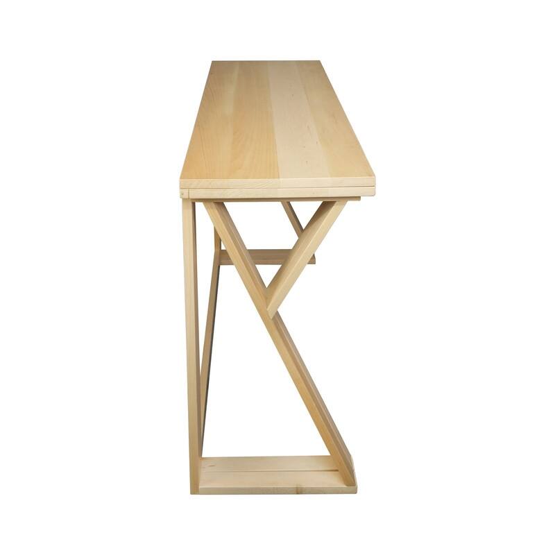 Aztecs Folding Console to Dining Convertible Table with Solid American Basswood