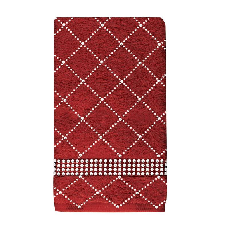 Sparkles Home Atlas Rhinestone Hand Towel (Set of 2) - Red