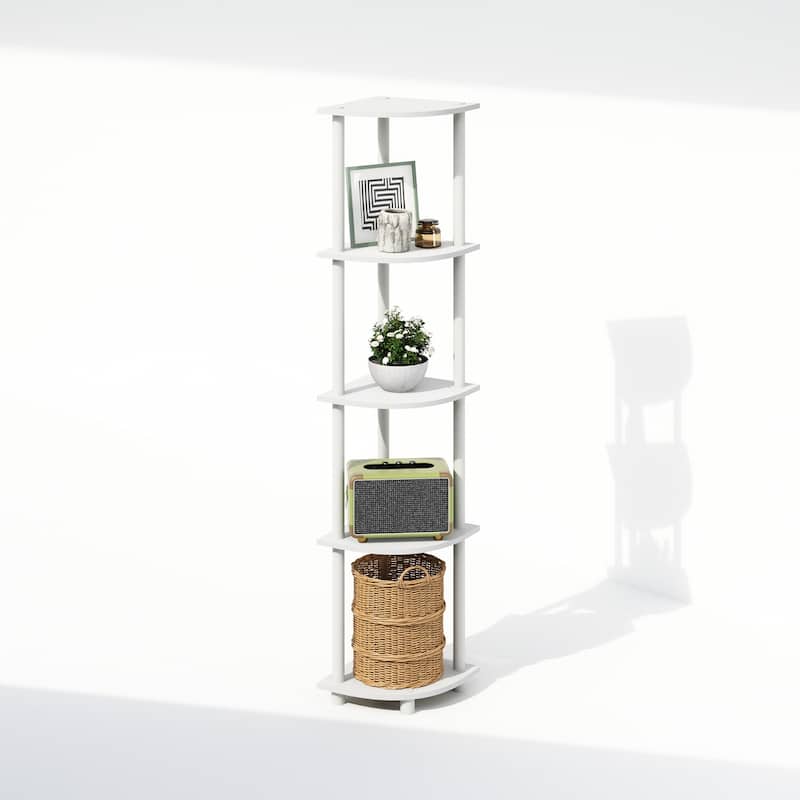 5 Tiers Wood Household Shelving Unit in White (11.6 in. W x 57.7 in. H x 11.6 in. D)
