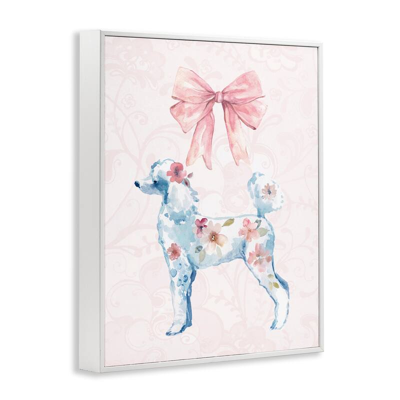 Stupell Pastel Floral Dog Framed Giclee Art Design By Carol Robinson