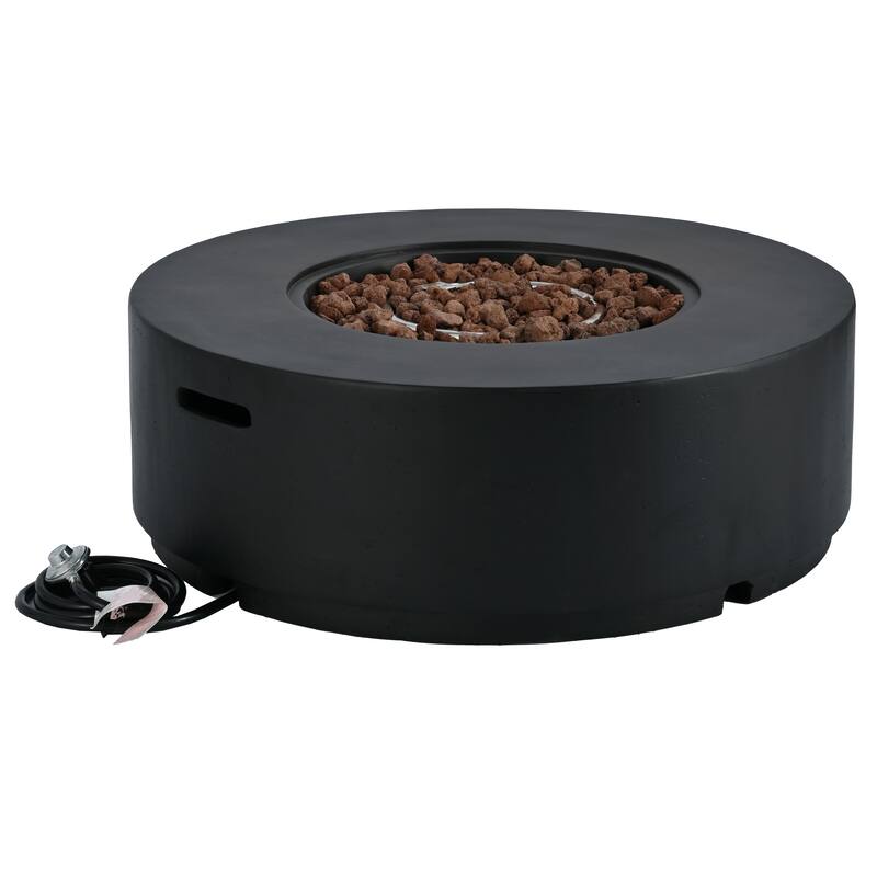 38.2" Round Outdoor Propane Fire Pit, Outside Fire Pit Table with 50000 BTU, Steel Burner, Lava Rocks, Waterproof Cover