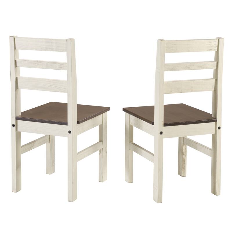 Solid Wood Dining Chair (Set of 2) White Distressed | Furniture Dash