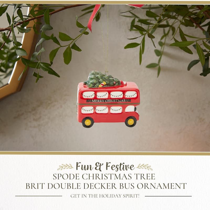 Spode Tree Brit Double Decker Bus Ornament