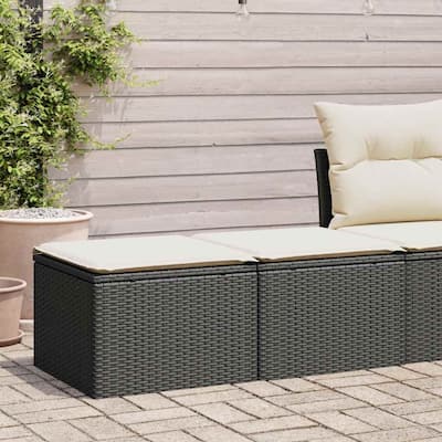 vidaXL Patio Sofa Set with Cushions Garden Stools 2 Piece Poly Rattan Acacia
