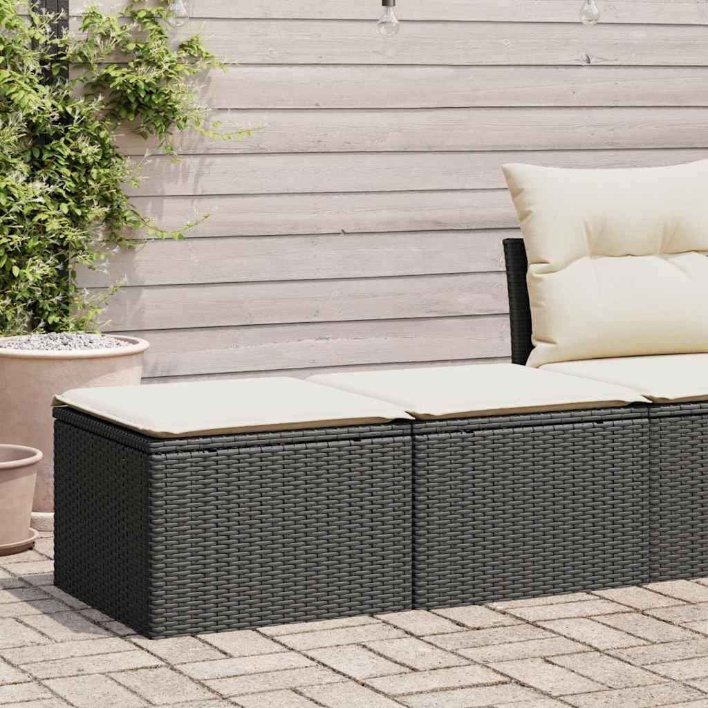 vidaXL Patio Sofa Set with Cushions Garden Stools 2 Piece Poly Rattan Acacia