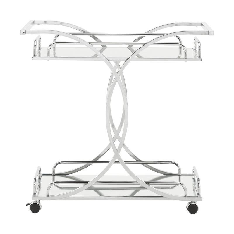 Rosewood Chrome Bar Cart with Curving Metal Frame by iNSPIRE Q Bold