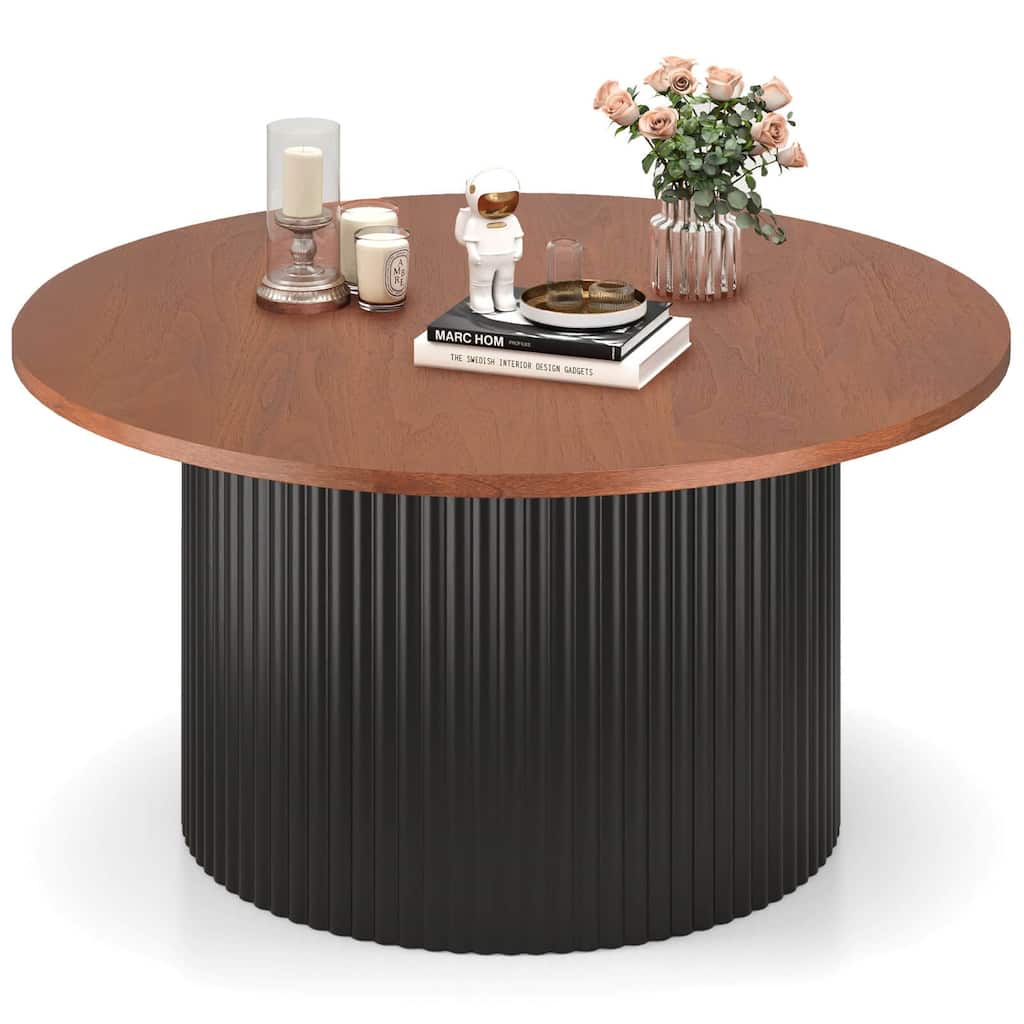 Costway Round Coffee Table 32" Tea Table with Solid Wood Frame Home - 32" x 32" x 16" (L x W x H)