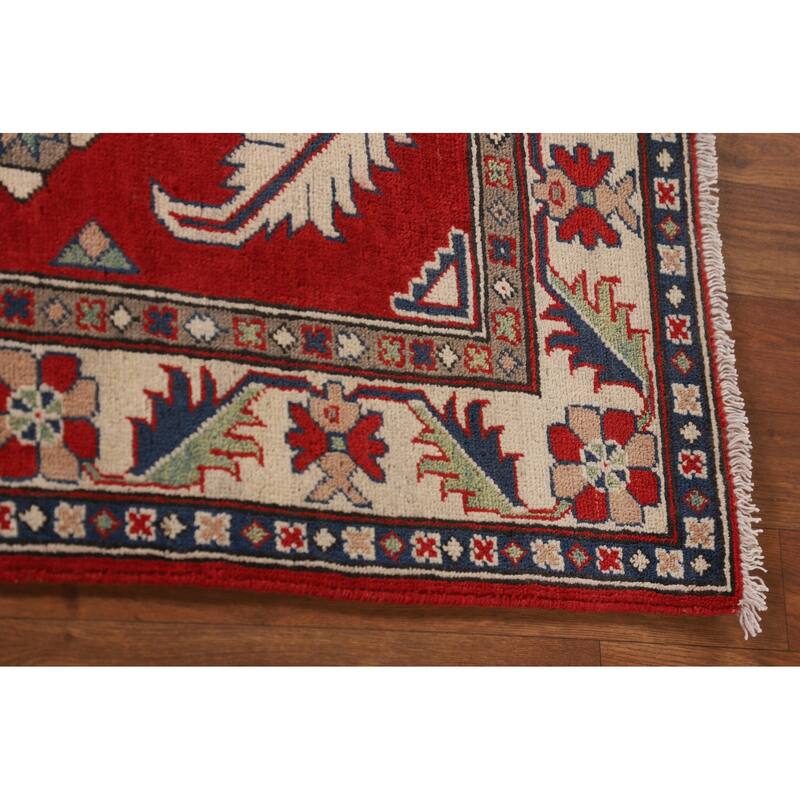 Traditional Red Kazak Accent Rug Hand-Knotted Oriental Wool Carpet - 3'3"x 4'8"