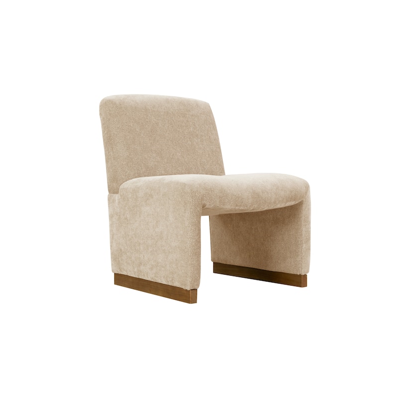 Armless Chair With Wood Legs And Soft Fabric