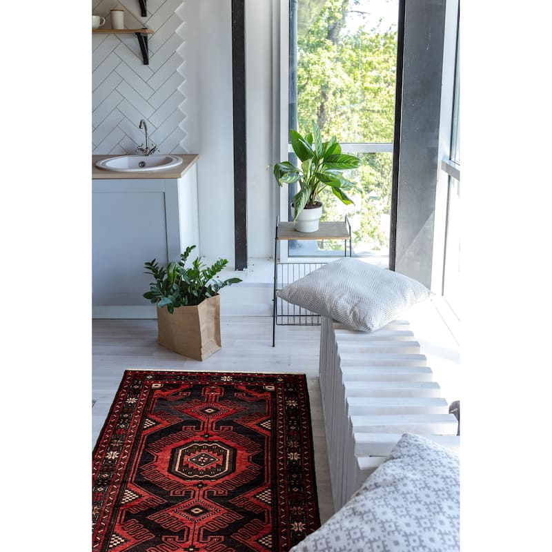 ECARPETGALLERY Hand-knotted Anadol Red Wool Rug - 3'5 x 9'11