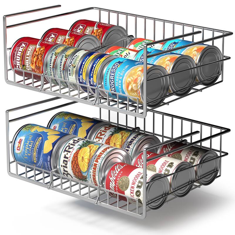 Sorbus Under Cabinet Multipurpose Storage Metal Shelf with Dividers (2-Pack) - 14.75” L x 11” W x 7” H - Silver