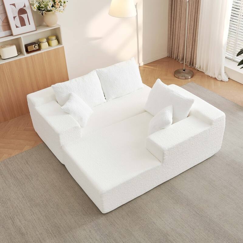 103.54" Modular Chenille Cloud Sectional Sofa with Throw Pillows