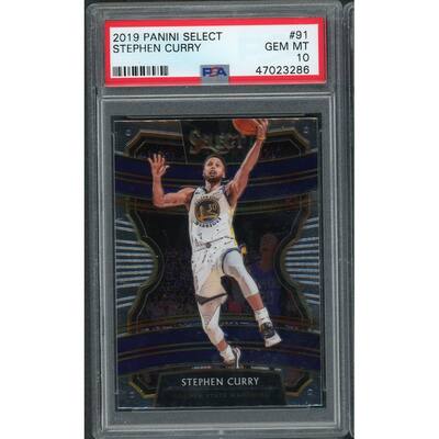 Stephen Curry 2019 Panini Select Basketball Card #91 Graded PSA 10 GEM MINT - 8'6" x 11'6"