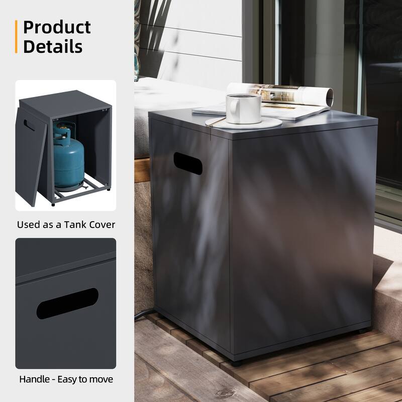 Patio Watcher Outdoor 42in. Iron Fire Pit Table with Propane Tank Cover