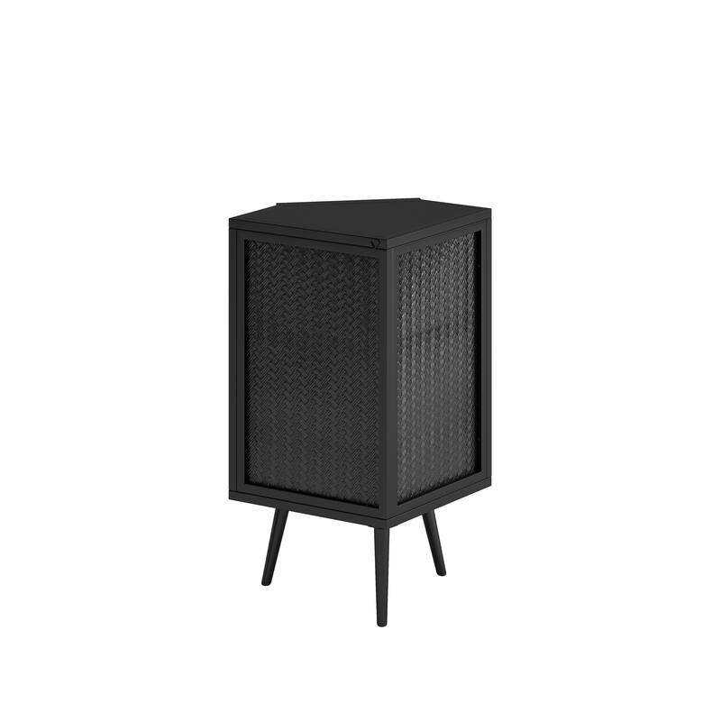 Floor Coner Cabinet, 3 Tiers with Tempered Glass Doors and Storage Shelves