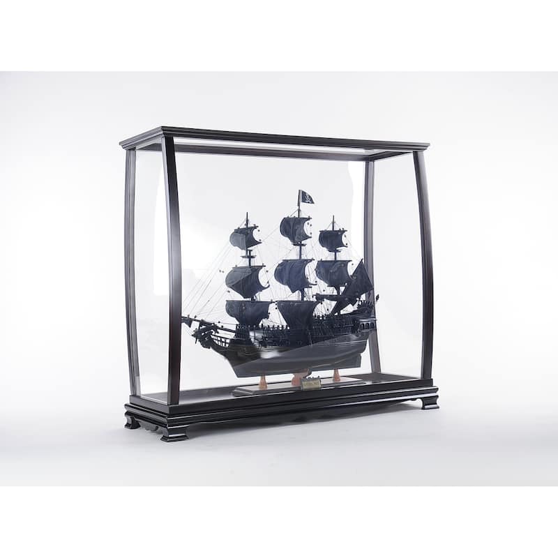 HomeRoots 34" Black Glass Standard Display Stand - 34