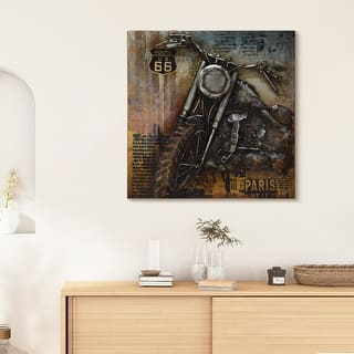 "Motorcycle" Mixed Media Iron Hand Painted Dimensional Wall Art Sculpture