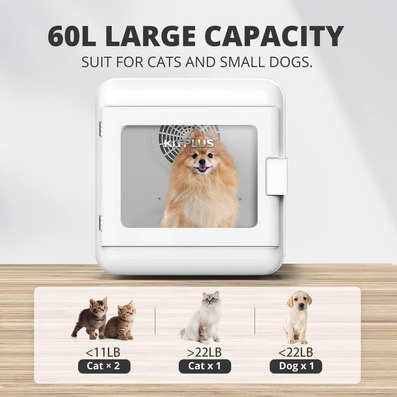 Pet Hair Dryer Box Ultra Quiet Blow Dryer 6L Capacity for Cats and