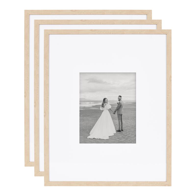 Kate and Laurel Gallery Photo Frame Set - 16x20 matted to 8x10 - Natural