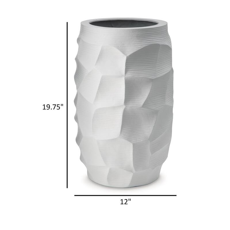 Legan 20 Inch Flower Vase, 3D Abstract Sculptural Art, White Polyresin