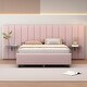 Queen Upholstered Platform Bed with Big Headboard & Shelves Pink - Bed ...