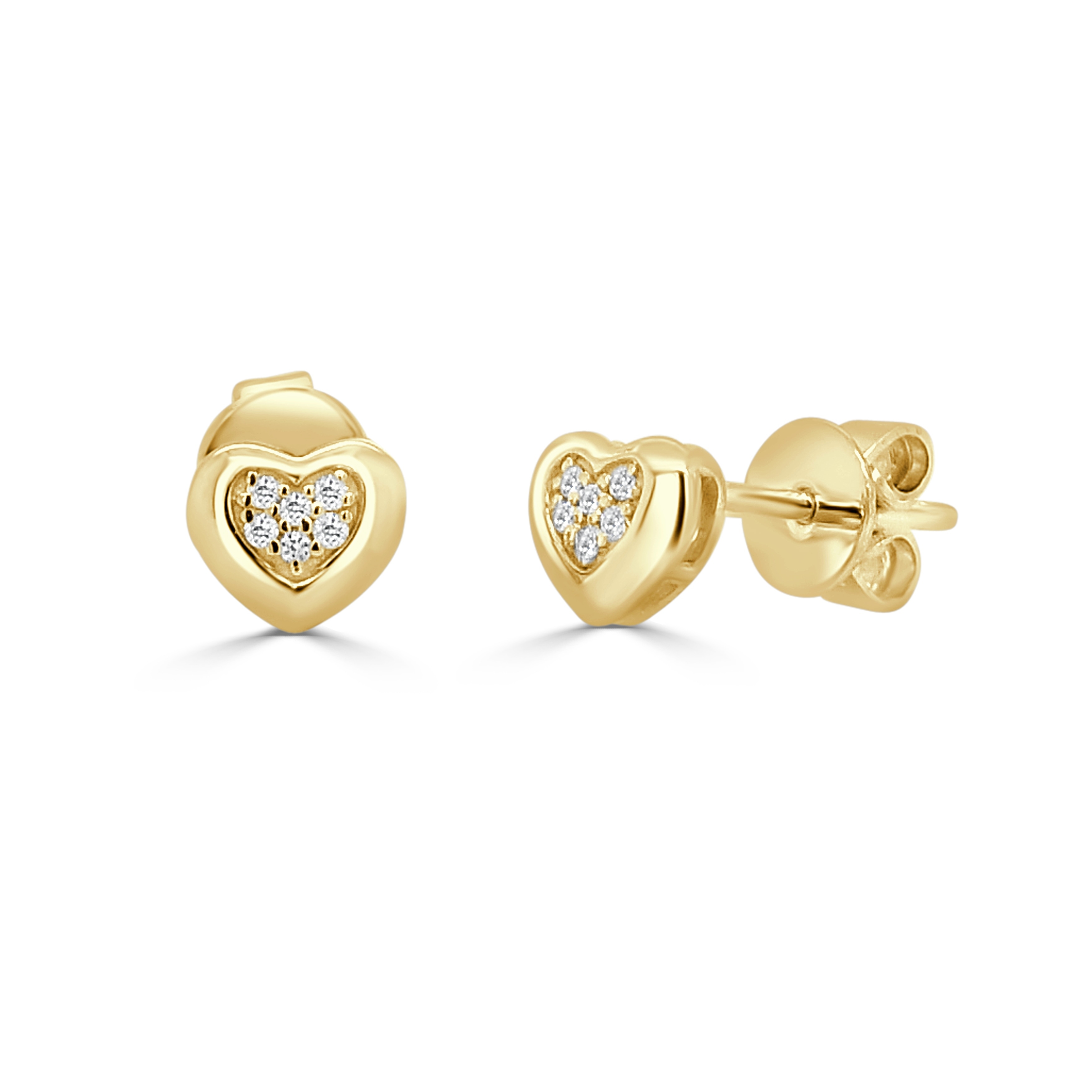 Joelle Collection Natural Diamond Heart Bezel Set Stud Earrings 14K Gold