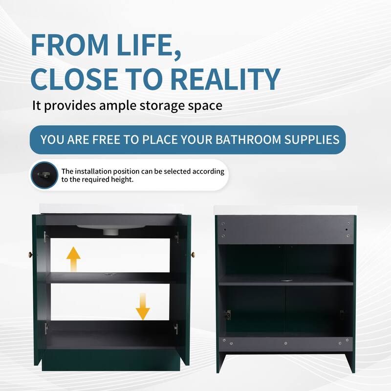 ARTCHIRLY 24/30/36 Inch Bathroom Vanity with Sink, Freestanding Bathroom Vanity with Soft Close Door and Adjustable Shelf