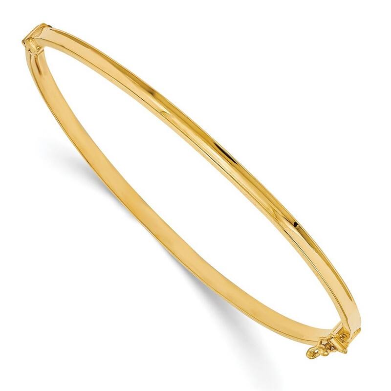 Curata 3mm 14k Yellow Gold Polished Hinged Cuff Stackable Bangle Bracelet