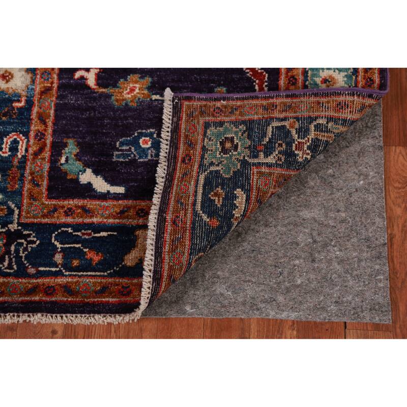 Hand Knotted Oriental 100% Wool Carpet Transitional All-Over Purples Oushak Runner Rug - 9' 11'' X 2' 10''