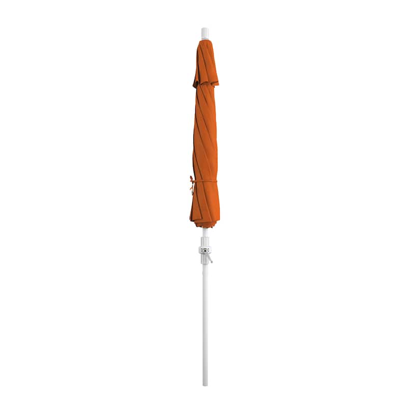 California Umbrella 9' Rd Patio Umbrella White Aluminum Frame Fiberglass Ribs Crank Lift Collar Tilt, Pacifica Pacific Blue
