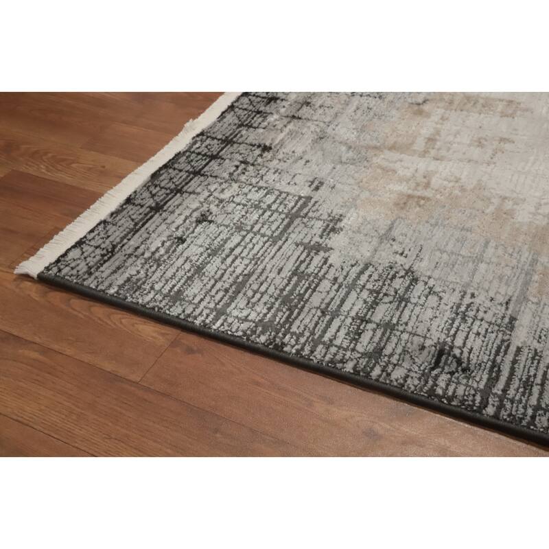 Machine Made Oriental Polyester Carpet Modern Geometric Beige & Ivories Modern Area Rug - 7' 7'' X 4' 10''