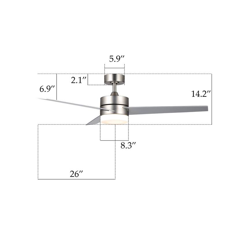CO-Z 52-inch 3-blade Reversible Ceiling Fan with LED Light Kit and Remote Control