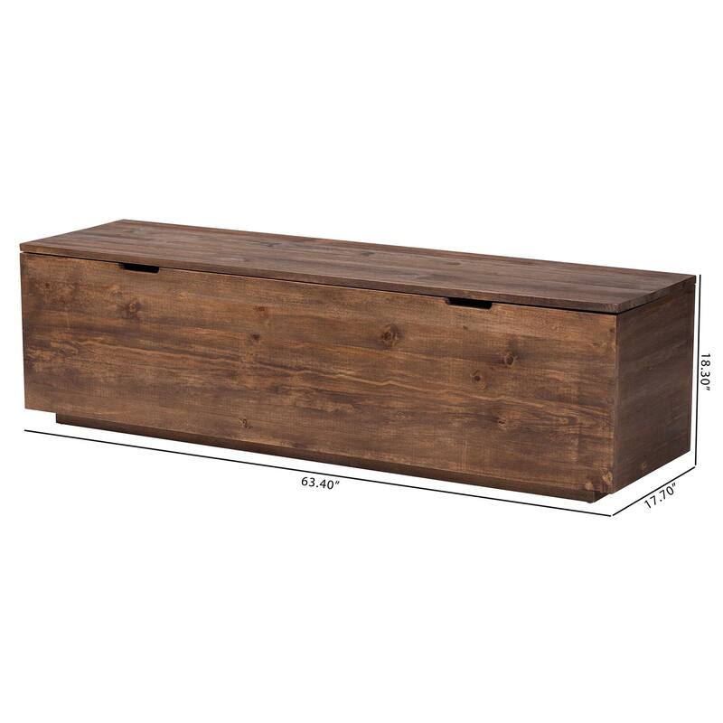 Alfonso Wood Storage Trunk with Hinged Lid - Rectangular Blanket Chest and Bedroom Bench with Spacious Interior