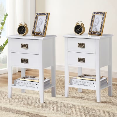 VECELO Modern Nightstands with 2-Drawers and Storage Shelf (Set of 2)
