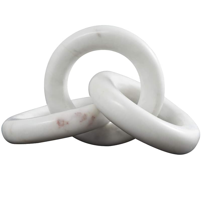Modest White Marble Geometric 2 and 3 Link Chain Sculpture