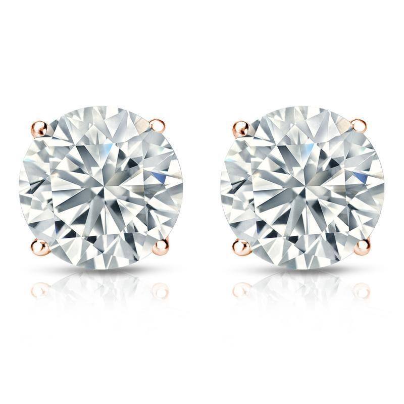 Auriya 2ctw Round Diamond Stud Earrings 14K Gold Certified