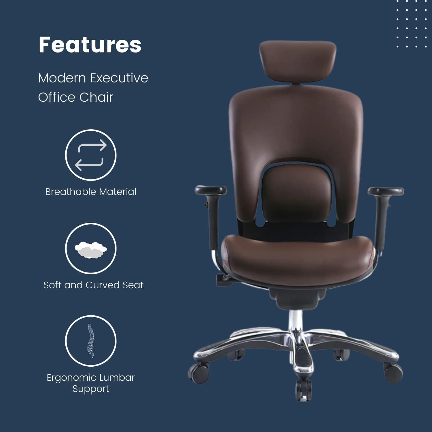 GM Seating Ergolux Genuine Leather Executive Office Chair with Lumbar ...