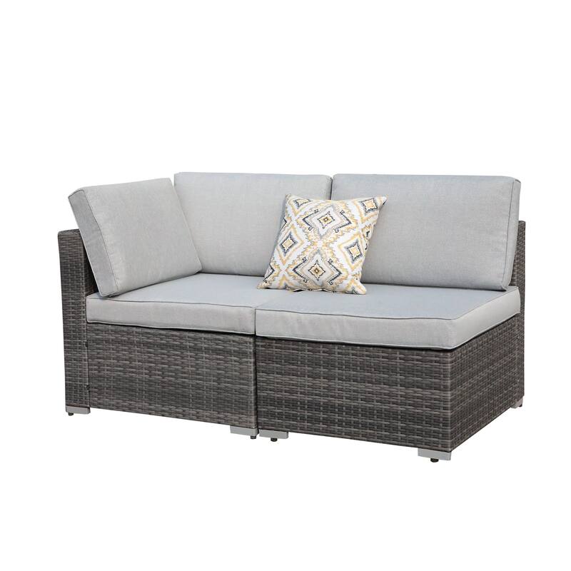 2 pieces Wicker Patio Corner Sofa Sectional Set