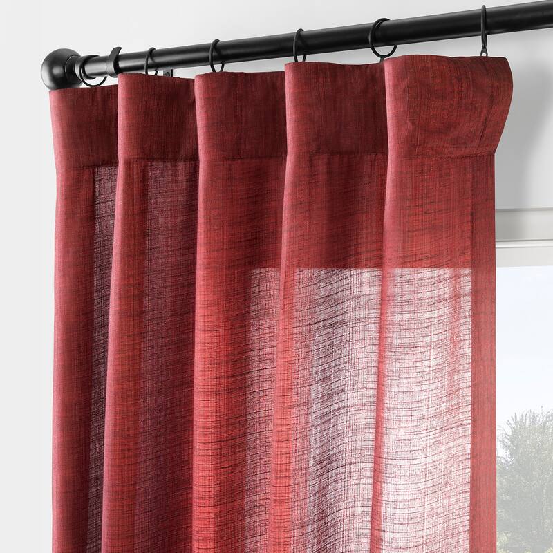 Exclusive Fabrics Rustic Linen Weave Light Filtering Curtains for Bedroom & Living Room Curtains - 2 Panel Drapes