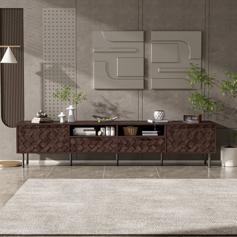 78 inch Modern TV Stand for TVs up to 85", Entertainment Center with Closed Storage & Cable Management