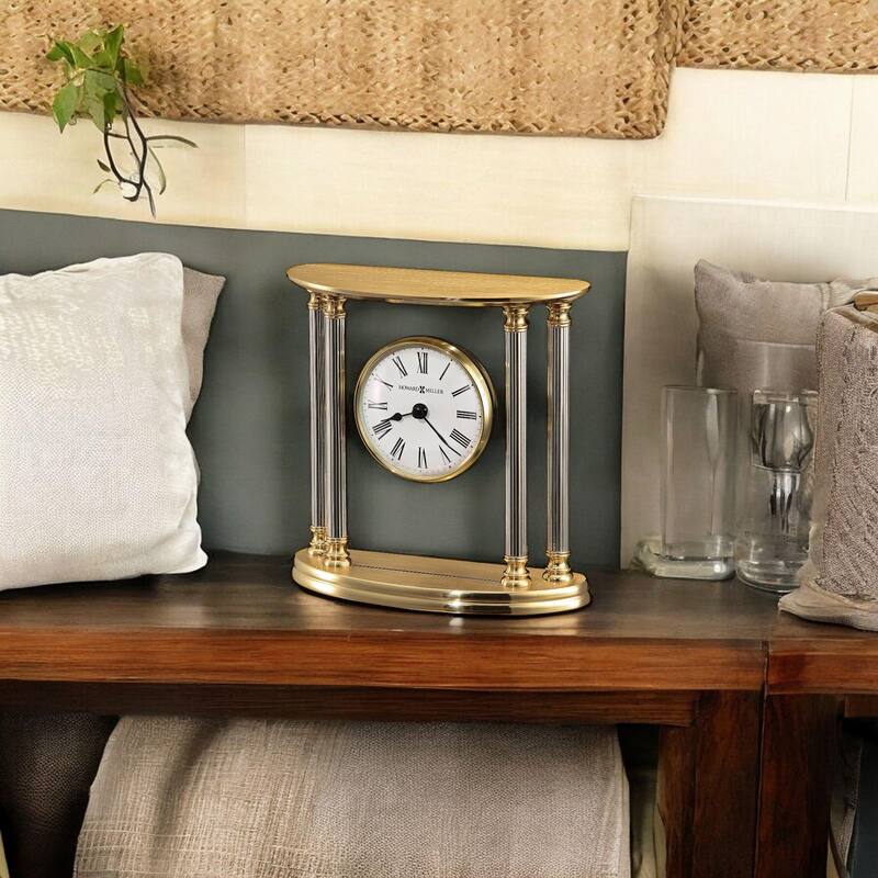Howard Miller New Orleans Classic Vintage Mantel Clock with Column Accents - Gold