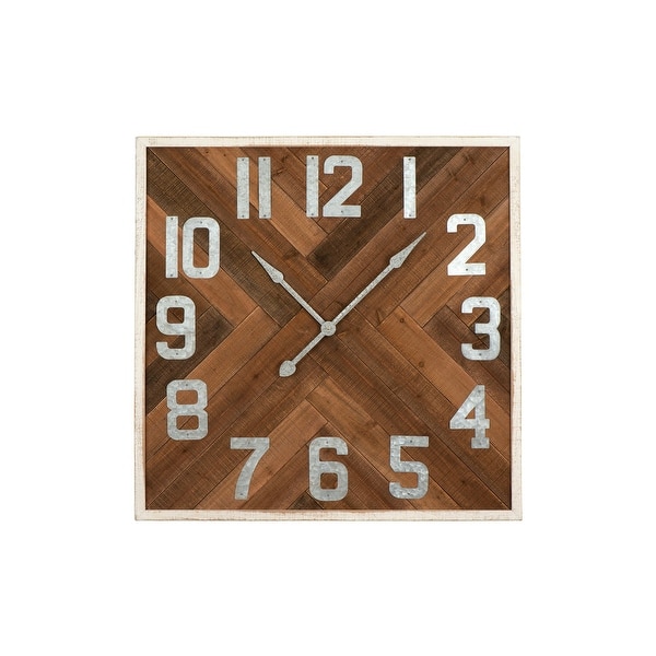 slide 2 of 7, Wood and Metal Wall Clock Stained Wood