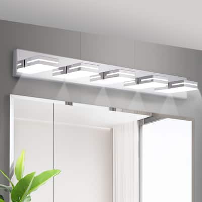 5-Light Chrome LED Vanity - Modern - Bathroom Mirror
